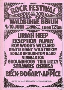 Thin Lizzy at Waldbühne Berlin — June 9, 1973 concert flyer