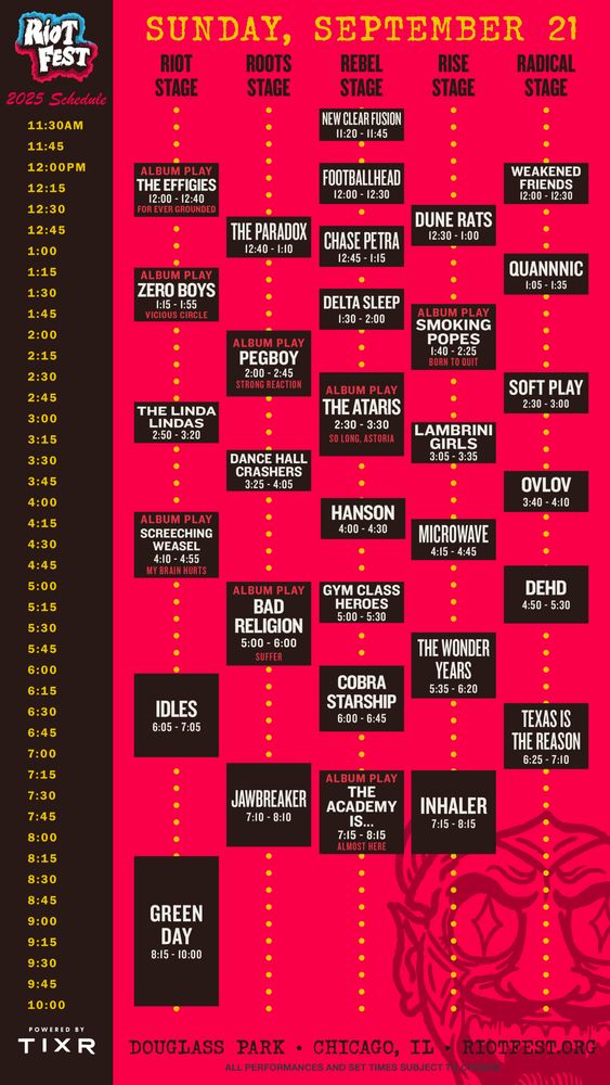 Screeching Weasel at Douglas Park — September 21, 2025 concert flyer