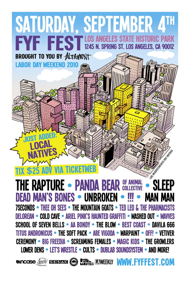 Screaming Females, 7 Seconds, Titus Andronicus at Los Angeles State Historic Park in Los Angeles (LA), CA — September 4, 2010 concert flyer