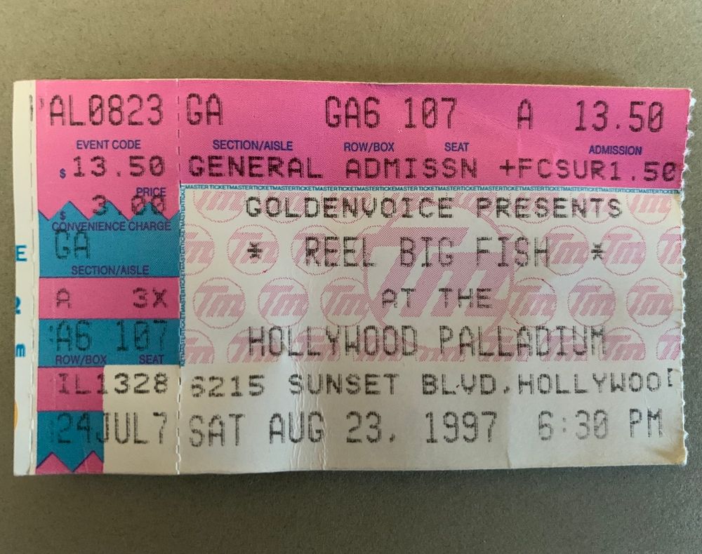 Reel Big Fish, The Aquabats at Hollywood Palladium in Los Angeles (LA), CA — August 23, 1997 concert flyer
