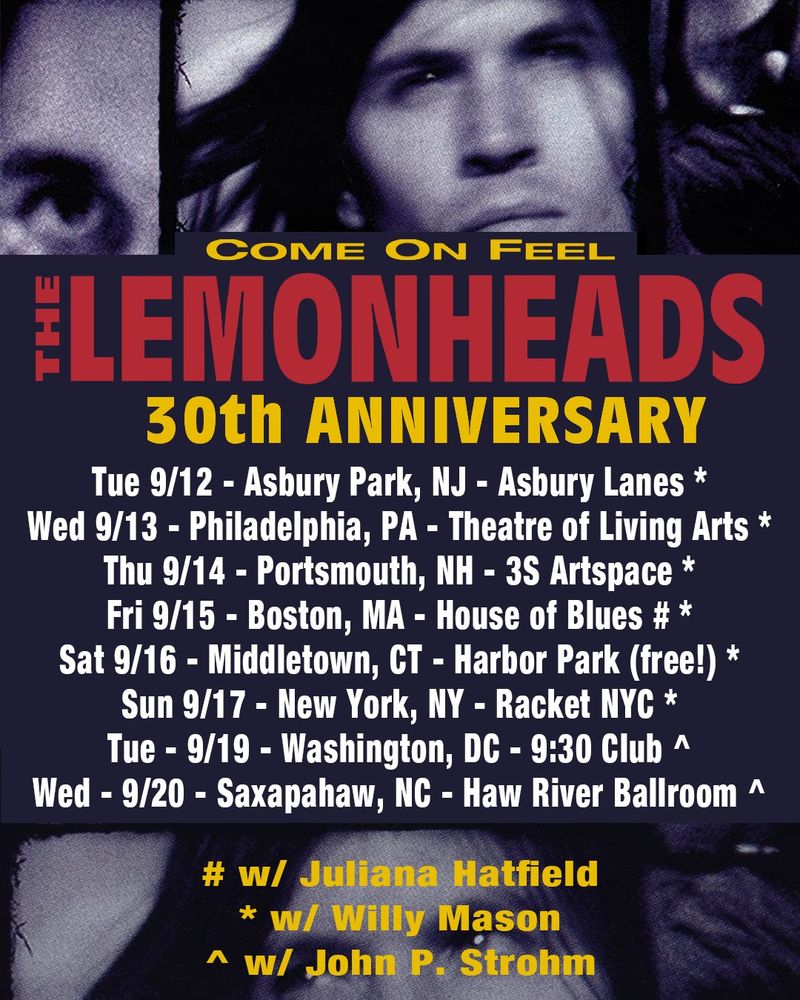 The Lemonheads, Juliana Hatfield, Willy Mason at House of Blues in Boston, MA — September 15, 2023 concert flyer