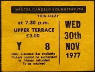 Thin Lizzy at Winter Gardens — November 30, 1977 concert flyer