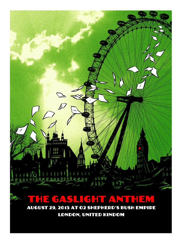 The Gaslight Anthem, Against Me! at O2 Shepherd's Bush Empire — August 29, 2015 concert flyer