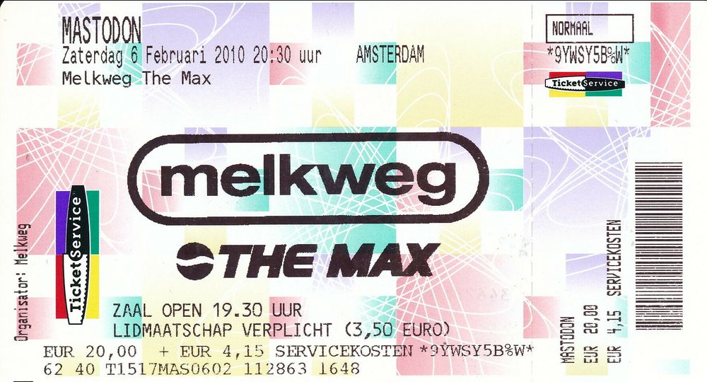 Mastodon, Totimoshi at Melkweg in Amsterdam, Netherlands — February 6, 2010 concert flyer Mastodon, Totimoshi at Melkweg in Amsterdam, Netherlands — February 6, 2010 concert flyer