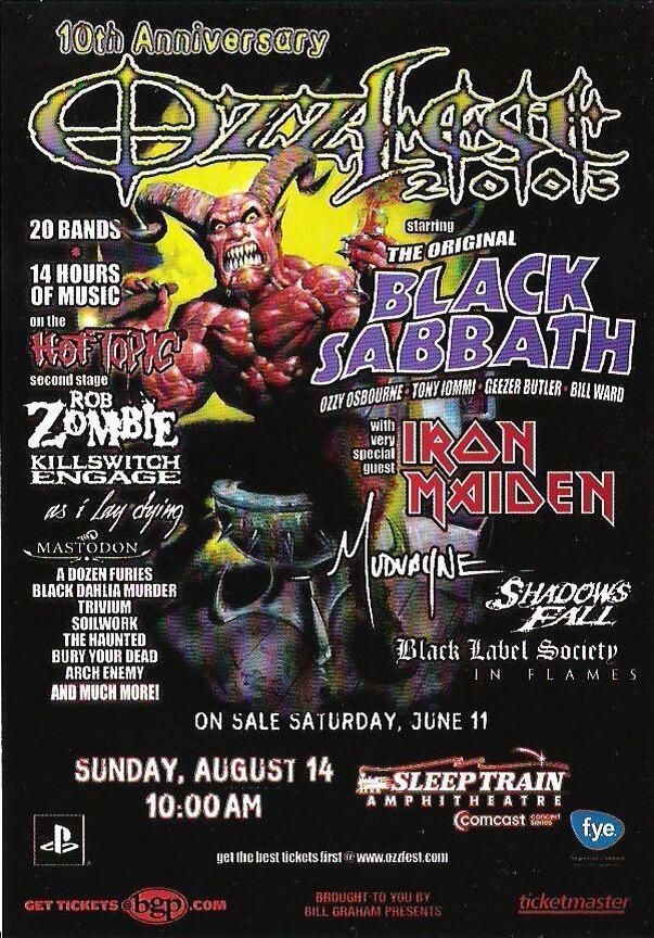 Mastodon, Black Label Society, Arch Enemy, and others at Toyota Amphitheatre in Wheatland, CA — August 14, 2005 concert flyer Mastodon, Black Label Society, Arch Enemy, and others at Toyota Amphitheatre in Wheatland, CA — August 14, 2005 concert flyer