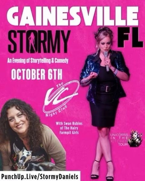 Stormy Daniels, Swan Rubins at University Club in Gainesville, FL — October 6, 2026 concert flyer Stormy Daniels, Swan Rubins at University Club in Gainesville, FL — October 6, 2026 concert flyer